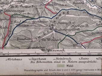 Rakousko-Uhersko r.1891 turist. mapa Vídeň ský les Baden Lax - 11