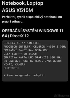Notebook (laptop) Asus Sonicmaster X515M - 11