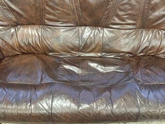 Rustikální kožená sedací souprava, 3 + 2 +1, masív - 11