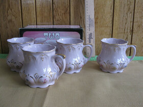 Grogovka,Růžové hrníčky 4ks na chalupu s pokličkou" "a ret - 11