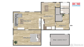 Prodej bytu 2+1 se zahradou, 80 m², Lipník - 11