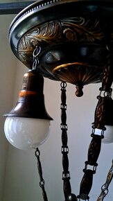 Starožitný secesní stropnice,  lustr, lustřík osvětlení - 11