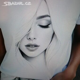 Krásné bílé triko s aplikací vel.42-46 - 11