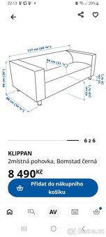 KLIPPAN dvoumístná pohovka Ikea Bomstad černá - 11