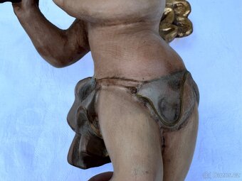 Velké malované sochy Anděl a Andělka dřevo 31,5cm - 11