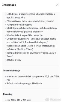 Aku kompresor Parkside s baterií ah4 a rychlo nabíječku - 11