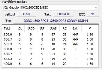 Ramky 8GB DDR3 2400 a 1600 XMP i bez XMP s chladičem - 11