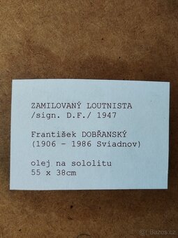 obraz ZAMILOVANÝ LOUTNISTA, olej, F. Dobřanský 1947 - 11