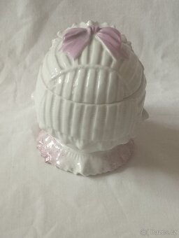 Stará porcelánová dóza na dudlíky - miminko - 11