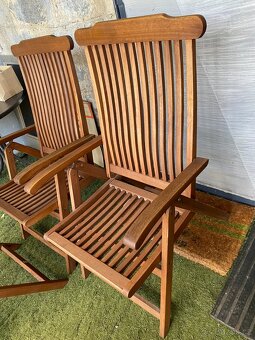 TEAK 4 ks KŘESLA "JUTLANDIA" POLOHOVATELNÁ + POLSTRY - 11