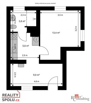 Pronájem, byty/1+1, 33 m2, Táboritská 421/17, 46601 Jablonec - 11