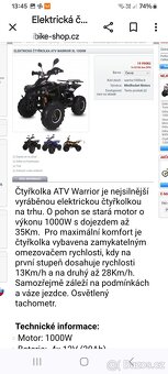 Elektro ctyřkolka ATV Warior Xl, 1000W - 11