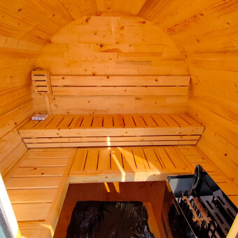 Venkovní sudová panoramatická sauna - 11