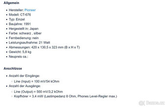 PIONEER CT-676 / 3HEAD / Dolby B-C / REZERVOVÁNO - 11