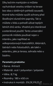 NOVÁ BOČNÍ MARKÝZA 180X450 CM - 11