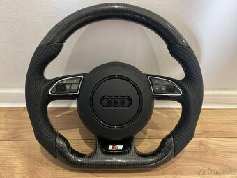 AUDI VOLANT CARBONOVY - zkoseny - karbon - perforovana koža - 11