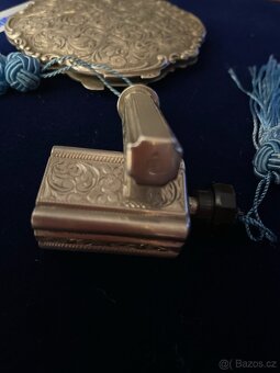 STŘÍBRNÁ souprava,pudřenka flakon a rtěnka,puncováno - 11