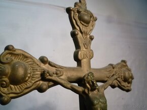 Biedermeier krucifix mosazný kříž - 11