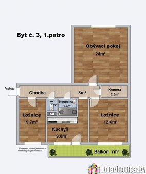 Prodej zděného bytu s garáží a balkonem, v obci Mileč - 11
