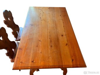 Starožitný chalupářský stůl, lavice, židle - 11