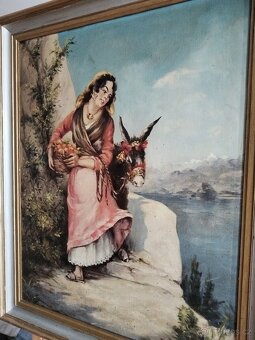 obraz DÍVKA S OSLÍKEM, olej, sign. nenalezena - 11