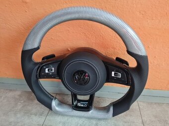 VOLANT VOLKSWAGEN R LINE GTI - KOZA / BIELY KARBON / BORDOVY - 11