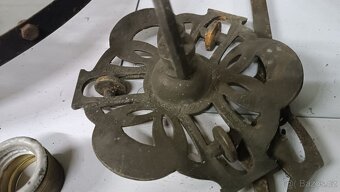 Lustr secesní mosazný , zajímavý širm - 11