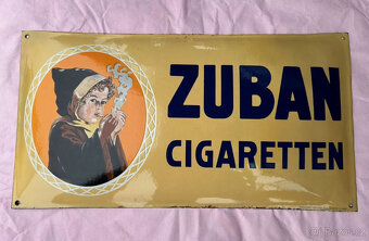 Smaltovaná cedule originální ZUBAN CIGARETTES ve formátu na - 11