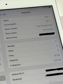 Prodám iPad 8. generace (A2270) – 32 GB, Wi-Fi, bílý - 11