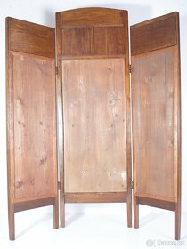 Secesní Dubový Paraván Zástěna Papoušek Ara Restaurováno - 11