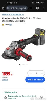 Aku úhlová bruska Parkside PWSAP 20-Li G7 - Nová - 11