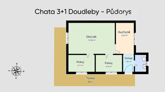 Rekreační chata 3+1 s pozemkem 346 m² v Doudlebech na prodej - 11