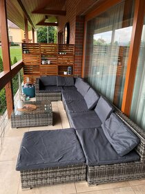 8dílná zahradní sedací souprava s poduškami polyratan šedá - 11