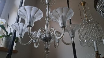 Art Deko,  starožitný celoskleněný lustr, osvětlení - 11