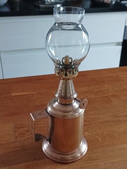 STAROŽITNÁ SECESNÍ MOSAZNÁ PETROLEJOVÁ LAMPA SALSIUS PIGEON - 11
