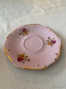 Růžový porcelán – starožitná dekorativní sada - 11