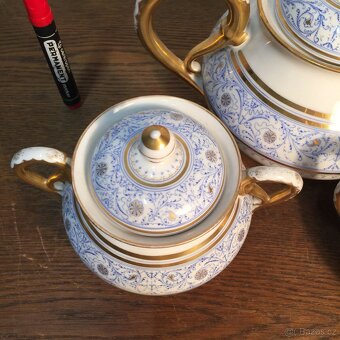 Biedermeier porcelánová sada konvice cukřenka džbánek - 11