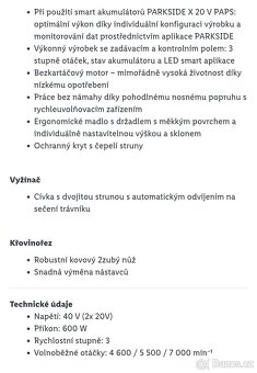 Aku křovinořez 2v1 peformance 40V struna a nůž - 11