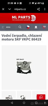 Vodňí čerpadlo, chlazeňí motoru. SKF VKPC 86419 - 11