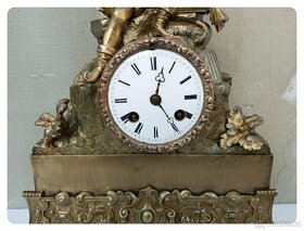100 leté figurální mechanické bronzové krbové hodiny Francie - 11