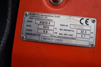 Pásový minibagr Kubota KX016-4 - 11