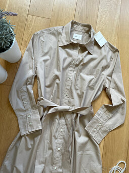 Béžové bavlněné košilové dlouhé šaty Gant, vel. 38/40 - 11