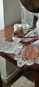 Mísa hutní sklo,  skleněný pes a šperkovnice art deco - 11