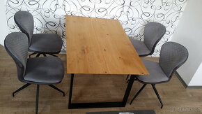 Dřevěný jídelni stůl 4 otáčecí  židle barva šedá - 11