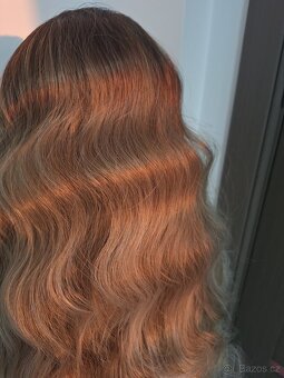 Kudrnatá dlouhá blond ombre paruka s krajkou vpředu 7152 - 11