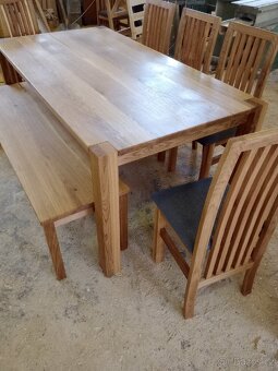 Jídelní stůl dub masiv a lavička - 11