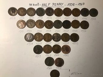 Anglické historické mince "HALF PENNY" - 11
