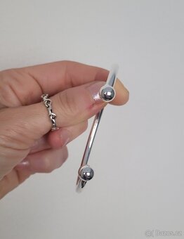 Nový dámský stříbrný náramek 925 kuličkový otevřený uni vel - 11