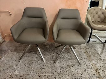 NOVÉ 2x krásné otočné jídelní křesla-židle p.kůže - 11