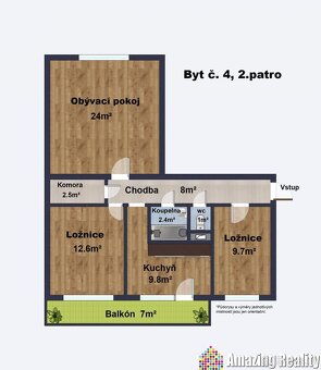 Prodej zděného bytu s garáží a balkonem, v obci Mileč - 11